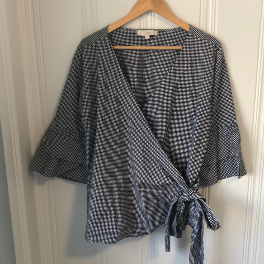 Gingham wrap shirt